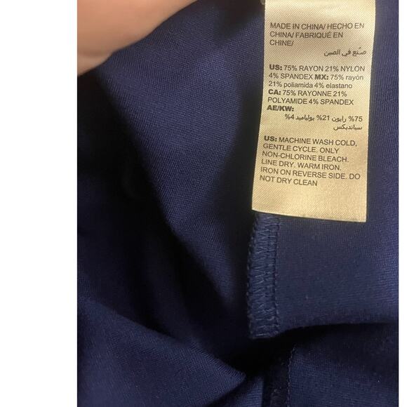 Chicos Womens Navy Blue and White Polka Dot Pull On Elastic Waist Pants Size 8 - Picture 4 of 4